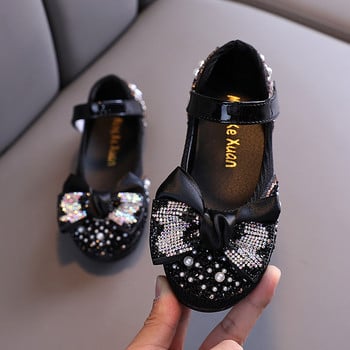 Παιδικά δερμάτινα παπούτσια Rhinestone Bow Princess Girls Party Dance Shoes Student Flats Παιδικά Παπούτσια Performance Girls Παπούτσια για βοτάνισμα