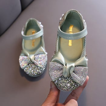 Παιδικά δερμάτινα παπούτσια Rhinestone Bow Princess Girls Party Dance Shoes Student Flats Παιδικά Παπούτσια Performance Girls Παπούτσια για βοτάνισμα