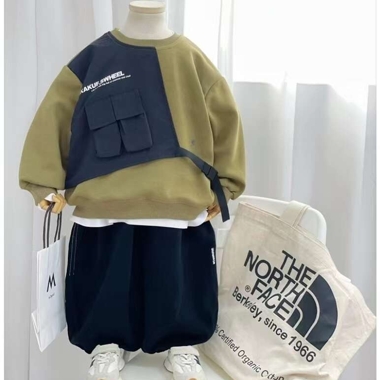 Korejska dječja odjeća Modni pulover s alatom za dječake Patchwork pulover s dugim rukavima proljeće i jesen 2023. Novo