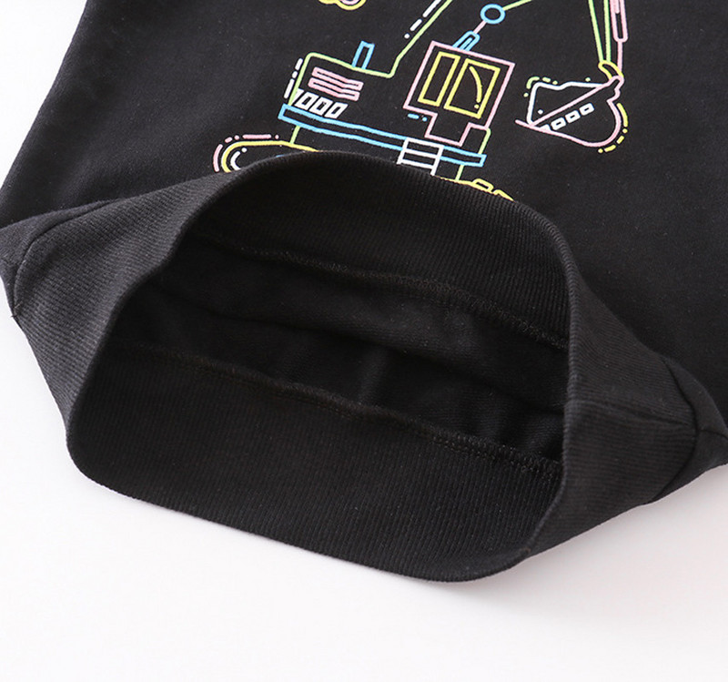 Dukserica s dugim rukavima, dječja majica s crtićem, uzorkom bagera, dječak, djevojčica s kapuljačom, pamučna majica, ležerna sportska odjeća, proljetno-jesenska majica