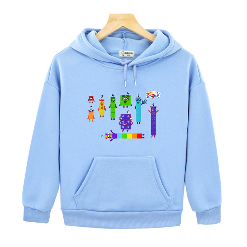 Number Blocks Anime Cartoon Hoodies Ležerna dječja majica dugih rukava Dječja Sudadera Dječaci Djevojčice Jesen Fleece Odjeća Slatka