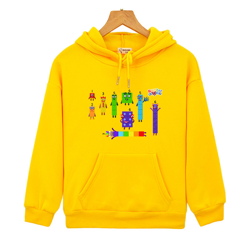 Number Blocks Anime Cartoon Hoodies Ležerna dječja majica dugih rukava Dječja Sudadera Dječaci Djevojčice Jesen Fleece Odjeća Slatka