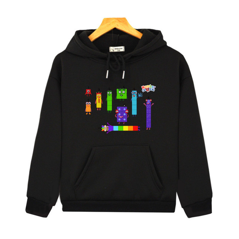 Number Blocks Anime Cartoon Hoodies Ležerna dječja majica dugih rukava Dječja Sudadera Dječaci Djevojčice Jesen Fleece Odjeća Slatka