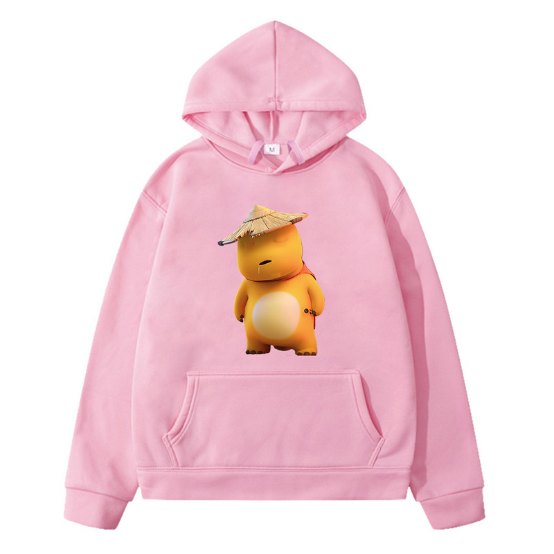 Naloong žute Dinasour slatke majice s kapuljačom, dječje kawaii majice s grafičkim crtanim filmovima s džepovima, ležerne jesenske pulovere od flisa