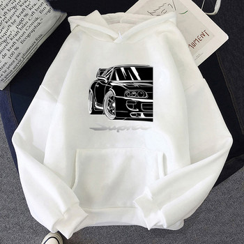 Лятна мъжка качулка Streetwear Аниме Initial D Car Print Hoodie Хип-хоп Суичър Палто Унисекс облекло Y2k Style Дамско облекло