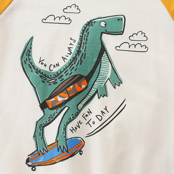 2023 г. Нов качулка за момче Детски есенен суитшърт със стилен моден анимационен модел на динозавър Горнища с дълги ръкави Пролетни дрехи Горнища