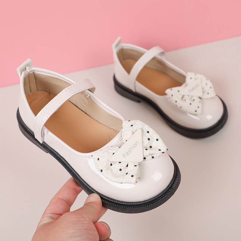 Proljeće i jesen, novo 2023., dječje, djevojčice, plitke mokasine s mašnom na mrljama, bebe, ležerne, svestrane, sjajne mokasinke za vjenčanje, PU s jednostavnom mašnom