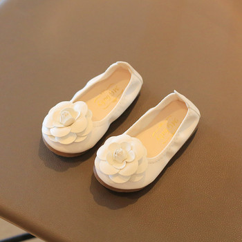 2022 Νέα σχολικά παπούτσια για κορίτσια Slip on Μαύρα Κόκκινα Δερμάτινα παπούτσια για κοριτσάκι Flower Ballet Παιδικά Flat Girls Casual E12201