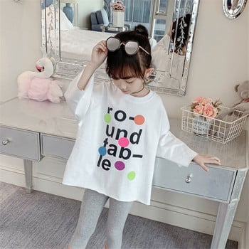 Toddler Kids Full T-shirts Girls Leatter Casual Tops Koszulka Teenage Big Girls Λευκό T-shirt Παιδικά ρούχα μπλουζάκι 8 6 10 12