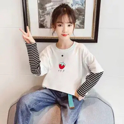 Toddler Kids Full T-shirts Girls Leatter Casual Tops Koszulka Teenage Big Girls Λευκό T-shirt Παιδικά ρούχα μπλουζάκι 8 6 10 12