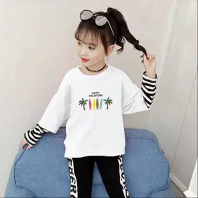 Toddler Kids Full T-shirts Girls Leatter Casual Tops Koszulka Teenage Big Girls Λευκό T-shirt Παιδικά ρούχα μπλουζάκι 8 6 10 12