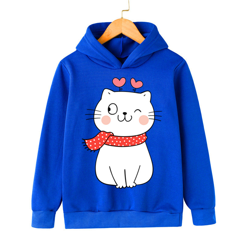 Mačka u šalu Jesenski print Duksevi dugih rukava Dječaci Djevojčice Ležerne modne majice s kapuljačom Dječja višebojna odjeća iz crtića