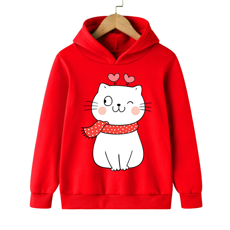 Mačka u šalu Jesenski print Duksevi dugih rukava Dječaci Djevojčice Ležerne modne majice s kapuljačom Dječja višebojna odjeća iz crtića