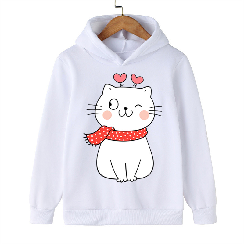 Mačka u šalu Jesenski print Duksevi dugih rukava Dječaci Djevojčice Ležerne modne majice s kapuljačom Dječja višebojna odjeća iz crtića