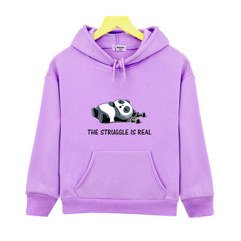 Cute Panda Print Hoodie Νέα Παιδικά Φούτερ Ζεστό Vintage Πουλόβερ για Μόδα Αγόρι Κορεατική κουκούλα Kawaii για έφηβα κορίτσια