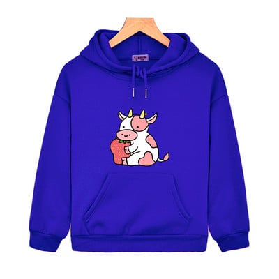 Παιδικά κομμένα κουκούλα αγελάδας Kawaii Φούτερ με στάμπα φράουλα και αγελάδας Φούτερ για αγόρια Κορυφαίο πουλόβερ Αισθητικά Παιδικά ρούχα για νήπια