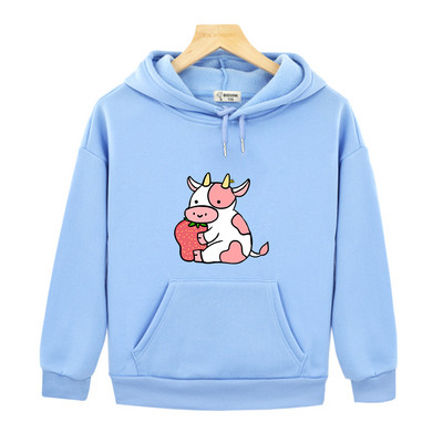 Παιδικά κομμένα κουκούλα αγελάδας Kawaii Φούτερ με στάμπα φράουλα και αγελάδας Φούτερ για αγόρια Κορυφαίο πουλόβερ Αισθητικά Παιδικά ρούχα για νήπια