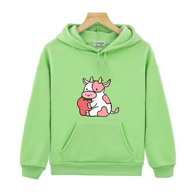 Παιδικά κομμένα κουκούλα αγελάδας Kawaii Φούτερ με στάμπα φράουλα και αγελάδας Φούτερ για αγόρια Κορυφαίο πουλόβερ Αισθητικά Παιδικά ρούχα για νήπια