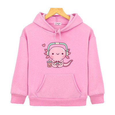 Χαριτωμένο Axolotl Παίζει βιντεοπαιχνίδια Hoodie Cartoon Gamer Αστεία μπλούζα εκτύπωσης Παιδικά Ρούχα Αγόρια Κοριτσίστικα Ρούχα Y2k Χειμερινό πουλόβερ