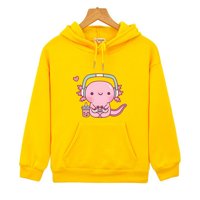Χαριτωμένο Axolotl Παίζει βιντεοπαιχνίδια Hoodie Cartoon Gamer Αστεία μπλούζα εκτύπωσης Παιδικά Ρούχα Αγόρια Κοριτσίστικα Ρούχα Y2k Χειμερινό πουλόβερ