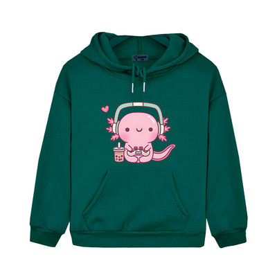 Χαριτωμένο Axolotl Παίζει βιντεοπαιχνίδια Hoodie Cartoon Gamer Αστεία μπλούζα εκτύπωσης Παιδικά Ρούχα Αγόρια Κοριτσίστικα Ρούχα Y2k Χειμερινό πουλόβερ
