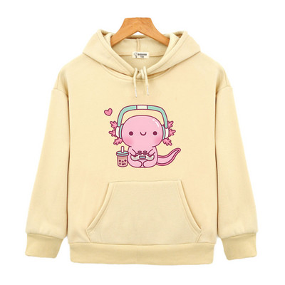 Χαριτωμένο Axolotl Παίζει βιντεοπαιχνίδια Hoodie Cartoon Gamer Αστεία μπλούζα εκτύπωσης Παιδικά Ρούχα Αγόρια Κοριτσίστικα Ρούχα Y2k Χειμερινό πουλόβερ