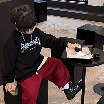 2023 Autumn Kids Hoodies Letters μονόχρωμα συνονθύλευμα μακρυμάνικα φούτερ για αγόρια μπλουζάκια