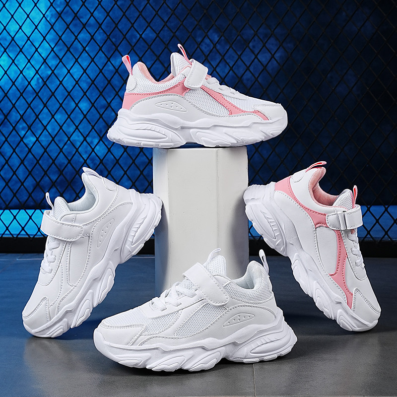 Dječja bijela sportska obuća Jesenska mrežasta prozračna obuća za trčanje za dječake Obuća za ležerno vrijeme za dječake Male bijele cipele za djevojčice Tenisice