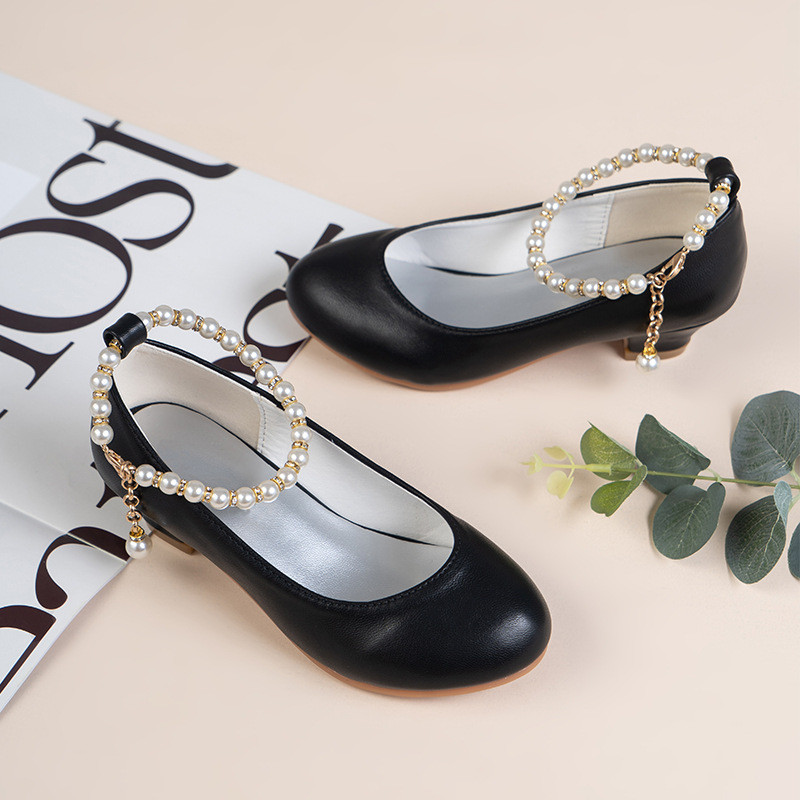 Dječja cipela za djevojčice Kožne cipele s visokom potpeticom Mary Jane cipele Jesenske dječje srednje dobi Bijele cipele za princezu