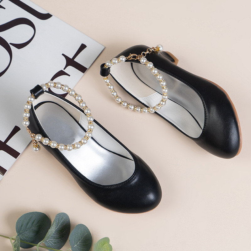 Dječja cipela za djevojčice Kožne cipele s visokom potpeticom Mary Jane cipele Jesenske dječje srednje dobi Bijele cipele za princezu