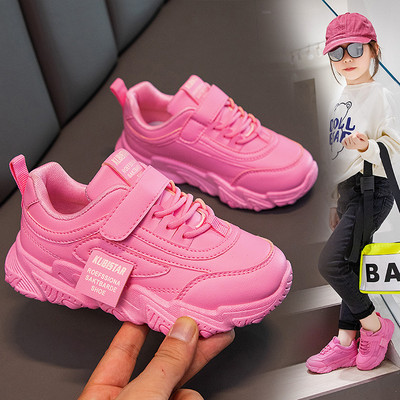 Άνοιξη Νέα Παιδικά Αθλητικά Παπούτσια 2023 PU Girls Casual Mesh Μασίφ ροζ ανοιχτό για αγόρια Λευκός γάντζος & θηλιά Παιδικά αντιολισθητικά αθλητικά παπούτσια