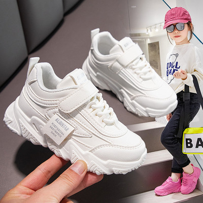 Άνοιξη Νέα Παιδικά Αθλητικά Παπούτσια 2023 PU Girls Casual Mesh Μασίφ ροζ ανοιχτό για αγόρια Λευκός γάντζος & θηλιά Παιδικά αντιολισθητικά αθλητικά παπούτσια