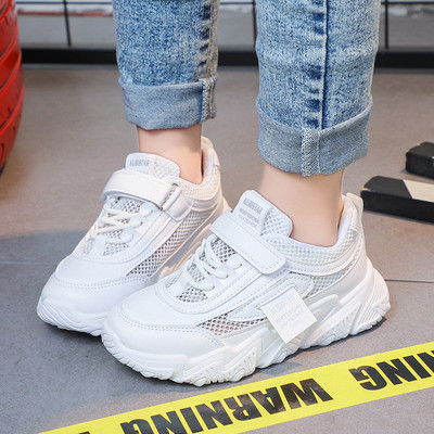 Άνοιξη Νέα Παιδικά Αθλητικά Παπούτσια 2023 PU Girls Casual Mesh Μασίφ ροζ ανοιχτό για αγόρια Λευκός γάντζος & θηλιά Παιδικά αντιολισθητικά αθλητικά παπούτσια