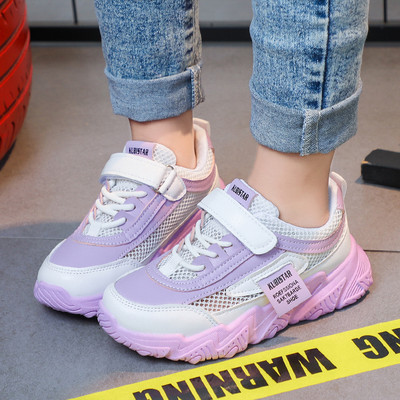 Άνοιξη Νέα Παιδικά Αθλητικά Παπούτσια 2023 PU Girls Casual Mesh Μασίφ ροζ ανοιχτό για αγόρια Λευκός γάντζος & θηλιά Παιδικά αντιολισθητικά αθλητικά παπούτσια