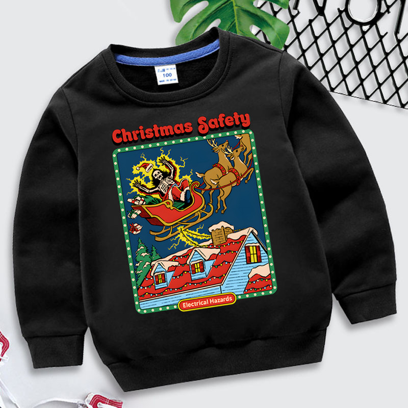 Harajuku crtani dječji trenirke Božićni sigurnosni print Odjeća za dječake Smiješna lubanja Ulična odjeća Modna božićna majica s kapuljačom za djevojčice
