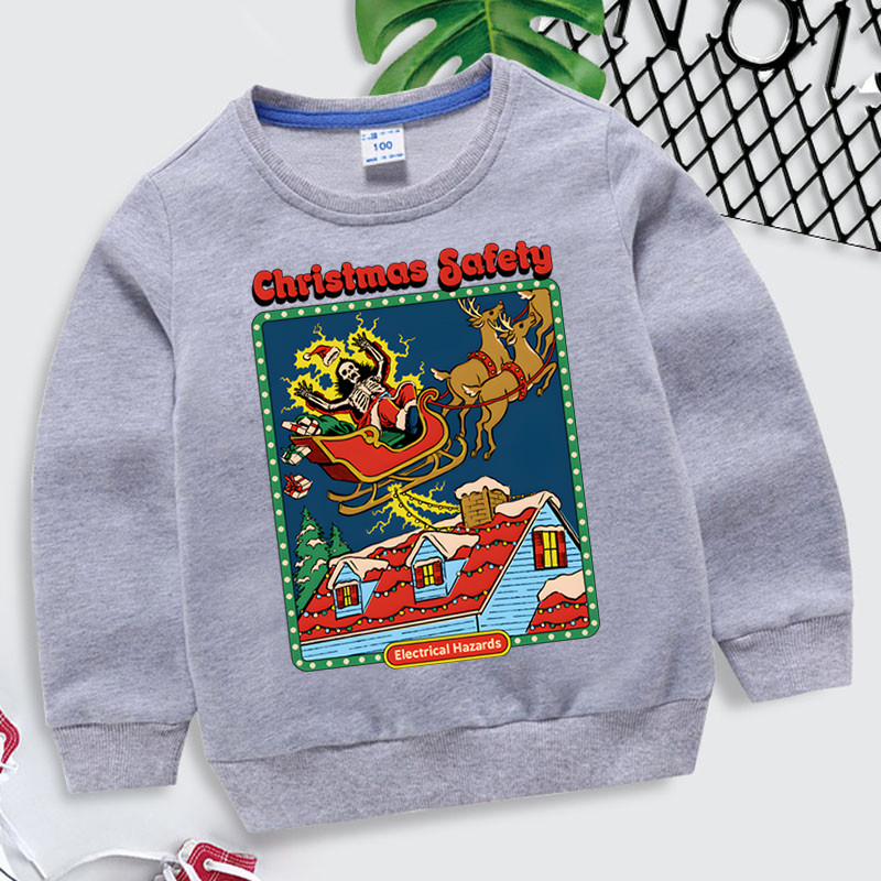 Harajuku crtani dječji trenirke Božićni sigurnosni print Odjeća za dječake Smiješna lubanja Ulična odjeća Modna božićna majica s kapuljačom za djevojčice