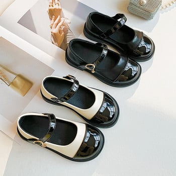 παπούτσια για κορίτσια Παιδικά δερμάτινα παπούτσια μόδας λουστρίνι για κορίτσι Flat mary jane παπούτσια Μαύρο Λευκό Vintage School Toddler