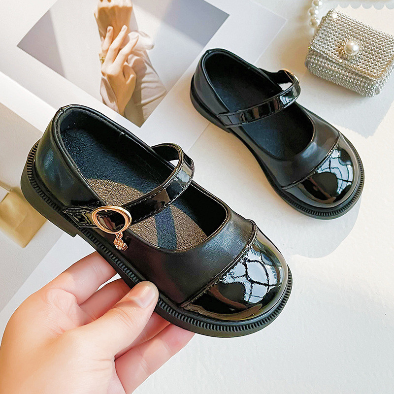 kurpes meitenēm Bērniem Ādas apavi Modes Lakādas Meiteņu Plakanās Marijas Džeinas apavi Melns Balts Vintage Skolas Toddler