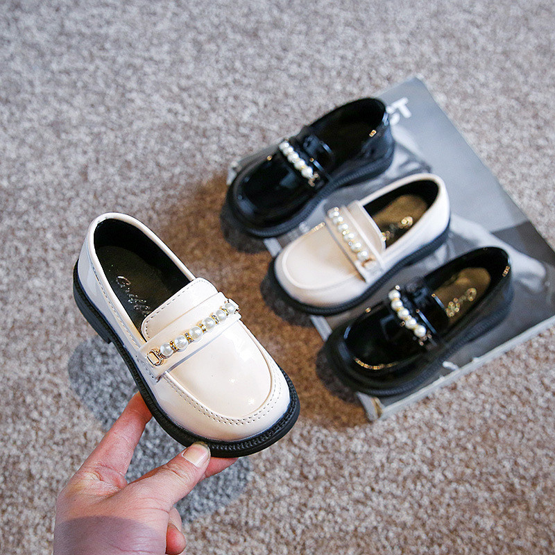Ravne cipele za djecu Djevojčice Kožne cipele za školsku zabavu Dječje crne mokasine Natikače Dječje ravne cipele Cipele za djevojčice s biserima