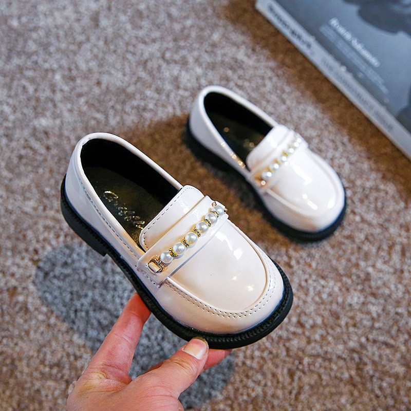 Ravne cipele za djecu Djevojčice Kožne cipele za školsku zabavu Dječje crne mokasine Natikače Dječje ravne cipele Cipele za djevojčice s biserima