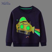 Little maven Halloween Baby Boys Φούτερ κινουμένων σχεδίων Βαμβακερά υποβρύχια Noctilucent Φθινοπωρινές μπλούζες για παιδιά 2-7 ετών