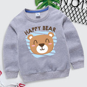 Φούτερ Happy Bear 4-14 ετών Βρεφικά ρούχα για αγόρια Μόδα Φθινοπωρινές κουκούλες με λαιμόκοψη χαριτωμένα ζώα Παιδικά πουλόβερ για κορίτσια Bear Streetwear