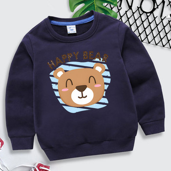 Суичъри Happy Bear 4-14 години Дрехи за момчета Модни есенни качулки с О-образно деколте Сладко животно Детски пуловер Момичета Мече Streetwear