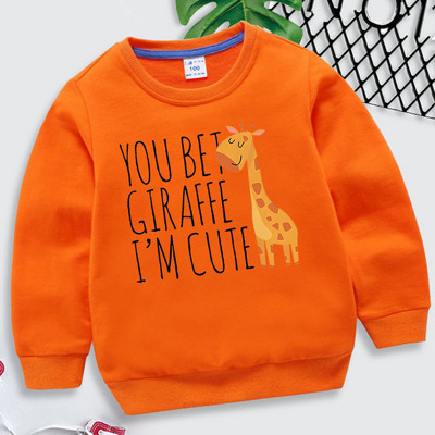 Kawaii Giraffe Παιδικά ρούχα για κορίτσια Φούτερ με κουκούλα κινουμένων σχεδίων μόδας για κορίτσια Βάζετε στοίχημα Giraffe I`m Cute πουλόβερ με στάμπα Φθινοπωρινές χειμερινές μπλούζες για αγόρια
