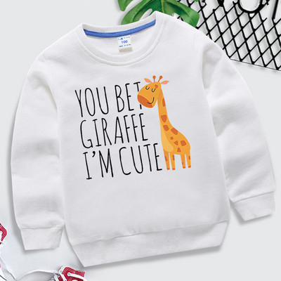 Kawaii Giraffe Παιδικά ρούχα για κορίτσια Φούτερ με κουκούλα κινουμένων σχεδίων μόδας για κορίτσια Βάζετε στοίχημα Giraffe I`m Cute πουλόβερ με στάμπα Φθινοπωρινές χειμερινές μπλούζες για αγόρια