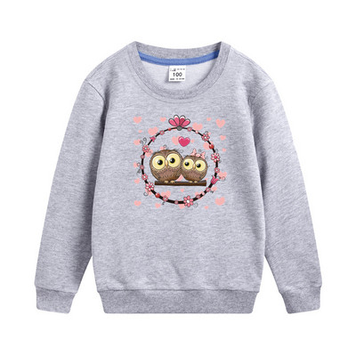 Aimi Lakana Cute Owl Sweatshirt Baby Girls Пролет Есен Пуловер С кръгло деколте Памучни дрехи Момичета Карикатурни горнища