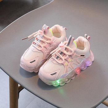 Бебешки светодиодни светещи спортни обувки Момичета Дишащи светещи маратонки Момчета Нехлъзгащи се маратонки Детски светещи ежедневни обувки