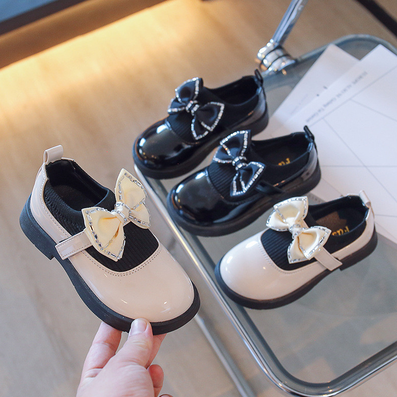 Kožne cipele za djevojčice Dječje modne cipele s mašnom za djevojčice Slatke cipele za princeze Neklizajuće prozračne ravne cipele za djecu