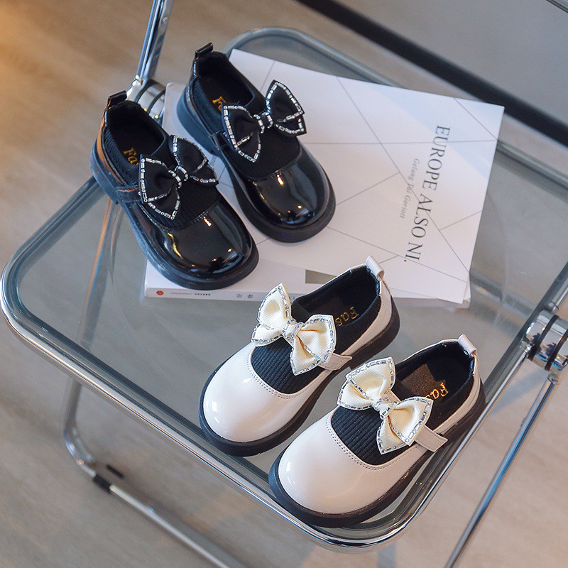 Kožne cipele za djevojčice Dječje modne cipele s mašnom za djevojčice Slatke cipele za princeze Neklizajuće prozračne ravne cipele za djecu