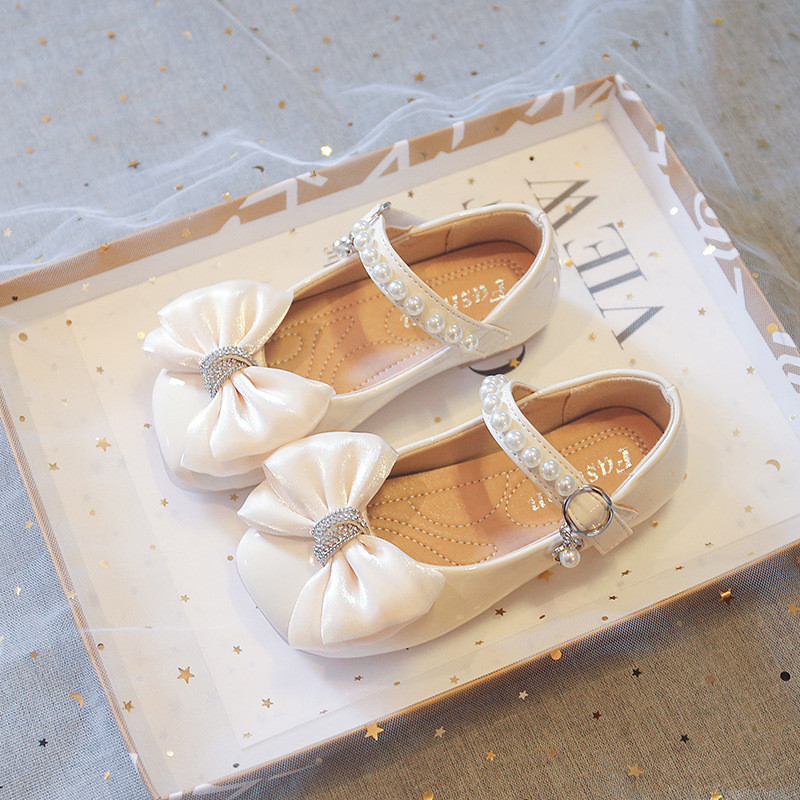 Cipele za djevojčice Princess kožne cipele Dječje mašne s vještačkim kamenčićima Mary Janes Pearl Performance Cipele Modne elegantne dječje cipele